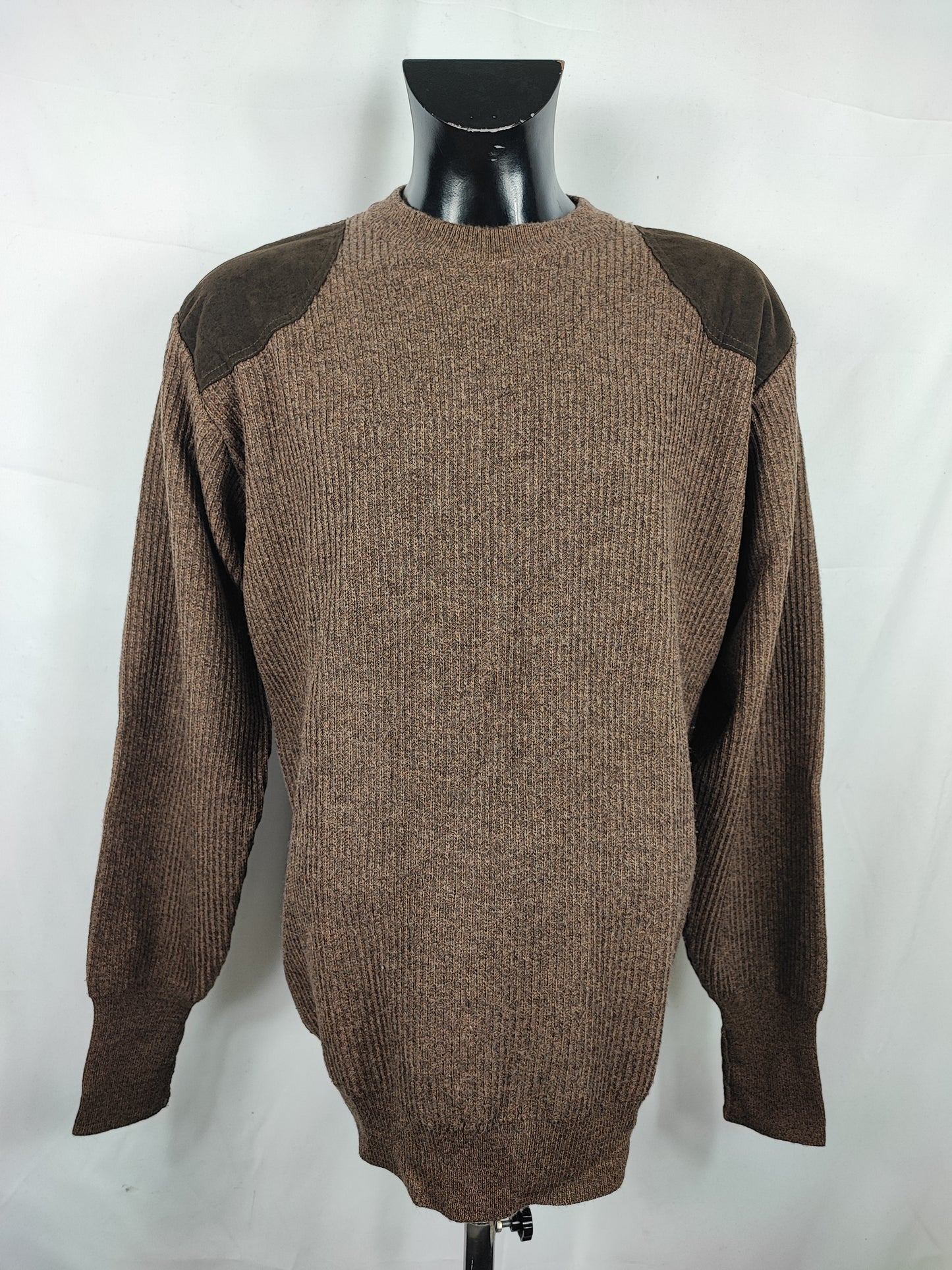 Maglione Barbour da uomo in lana Marrone Large-Man Brown Sporting Sweater Size Large