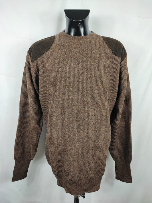 Maglione Barbour da uomo in lana Marrone Large-Man Brown Sporting Sweater Size Large