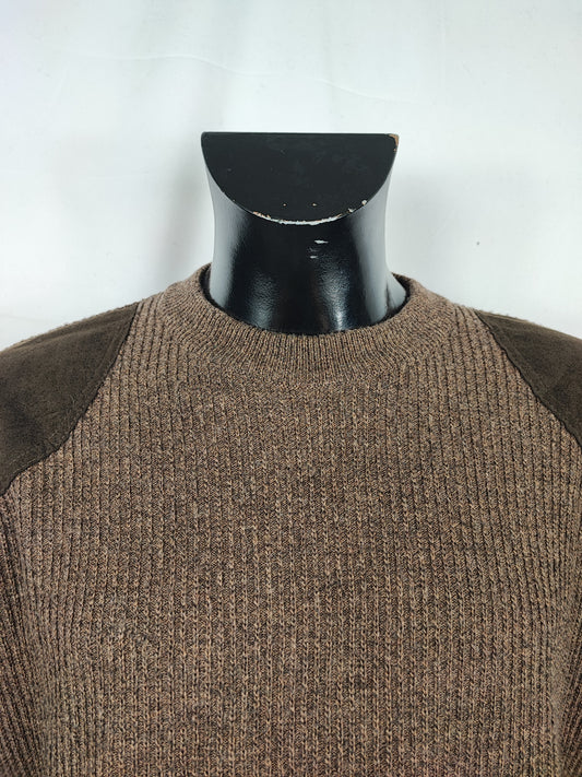 Maglione Barbour da uomo in lana Marrone Large-Man Brown Sporting Sweater Size Large