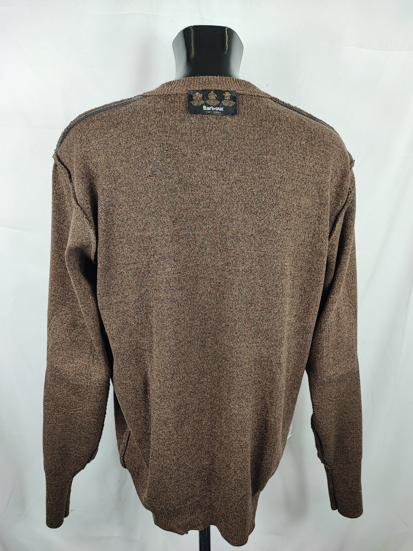 Maglione Barbour da uomo in lana Marrone Large-Man Brown Sporting Sweater Size Large