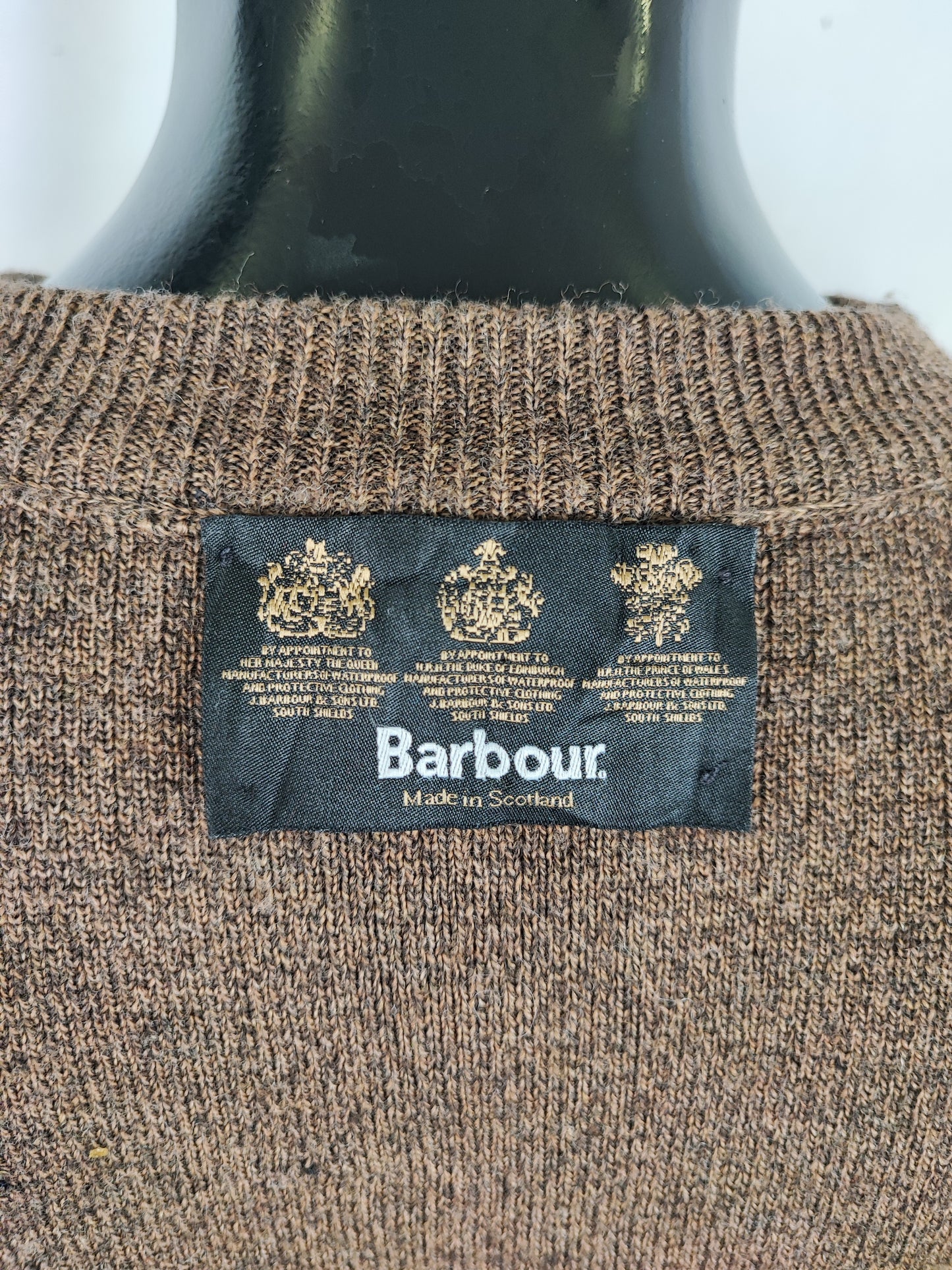 Maglione Barbour da uomo in lana Marrone Large-Man Brown Sporting Sweater Size Large
