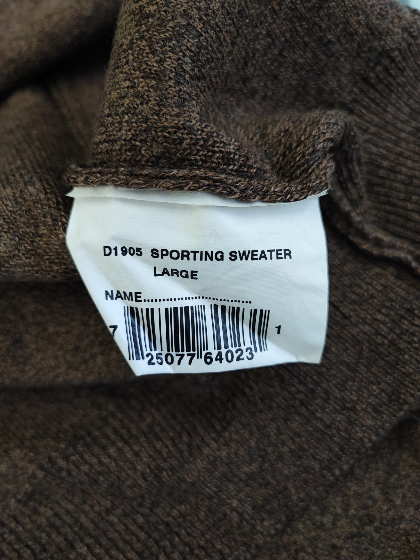 Maglione Barbour da uomo in lana Marrone Large-Man Brown Sporting Sweater Size Large