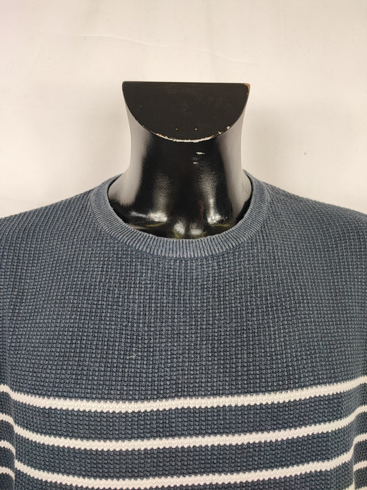 Maglione Barbour da uomo in lana a righe XLarge-Man Navy Jumper Size XLarge