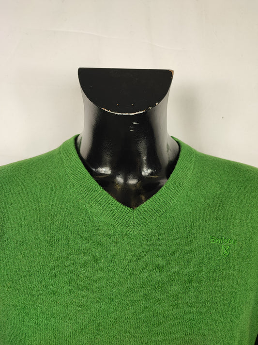 Maglione Barbour da uomo in lana verde Medium- Man Green Jumper Vneck Size Medium