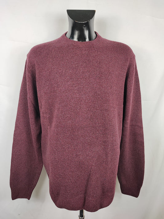 Maglione Barbour da uomo in lana Bordeaux Large- Man Burgundy Wool Jumper Size Large