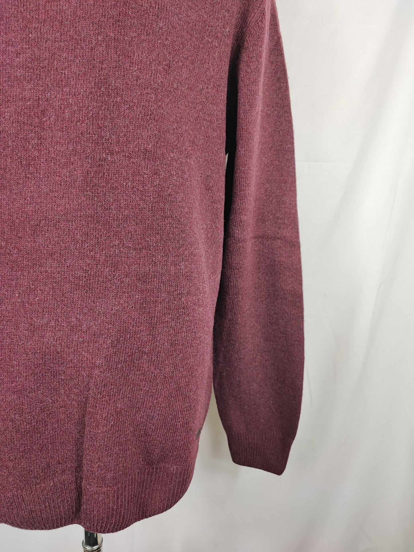 Maglione Barbour da uomo in lana Bordeaux Large- Man Burgundy Wool Jumper Size Large