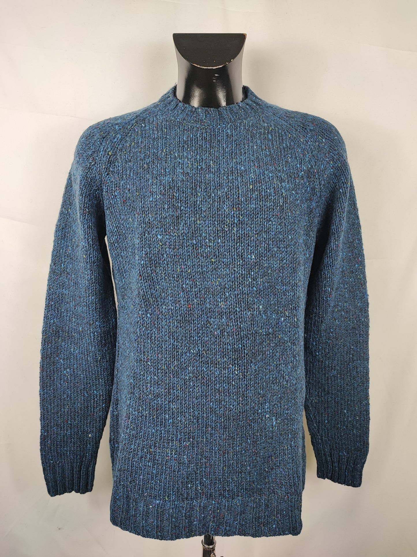 Maglione Barbour da uomo in lana blu fantasia Large- Man Navy Jumper Size Large