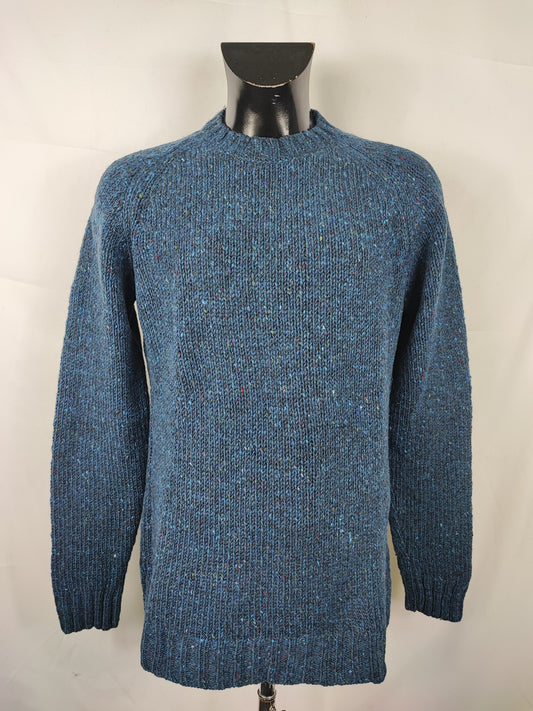 Maglione Barbour da uomo in lana blu fantasia Large- Man Navy Jumper Size Large