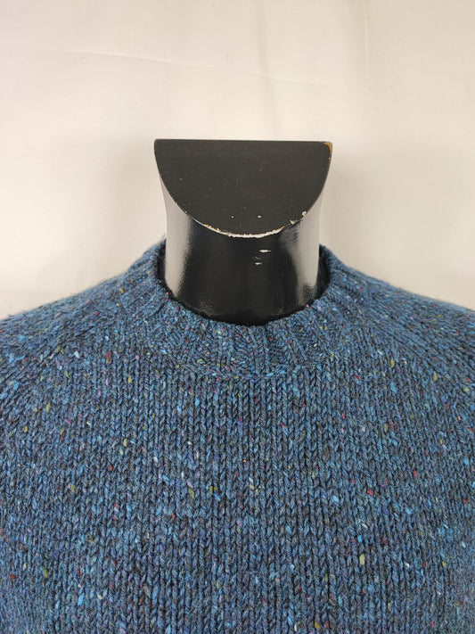 Maglione Barbour da uomo in lana blu fantasia Large- Man Navy Jumper Size Large