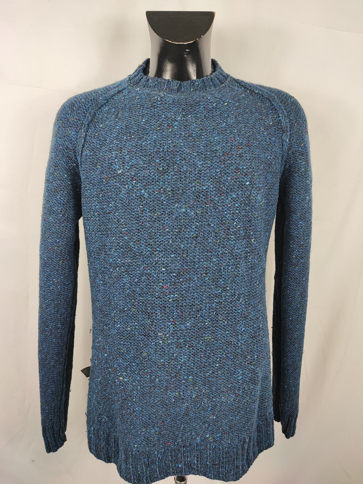 Maglione Barbour da uomo in lana blu fantasia Large- Man Navy Jumper Size Large