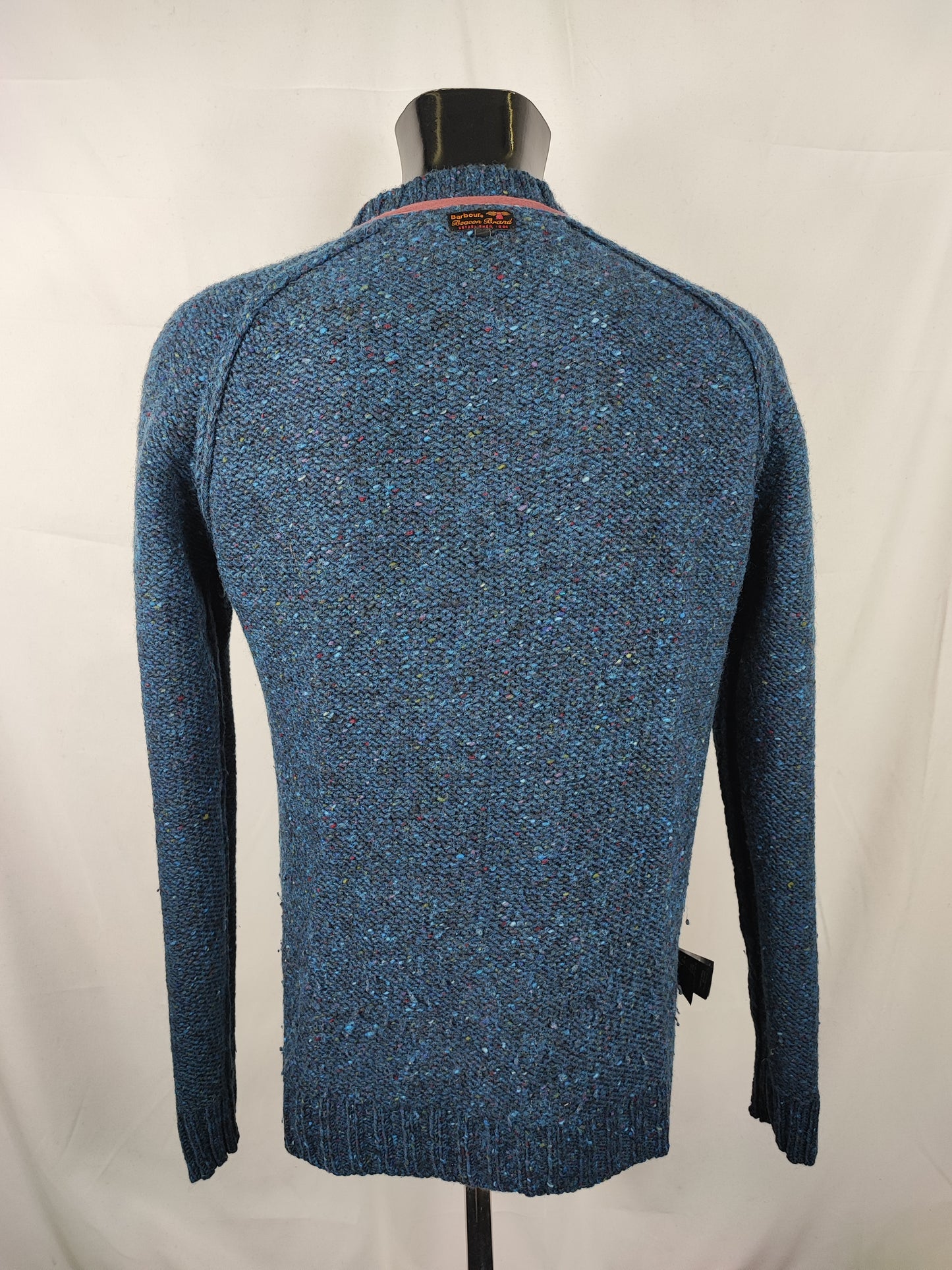 Maglione Barbour da uomo in lana blu fantasia Large- Man Navy Jumper Size Large