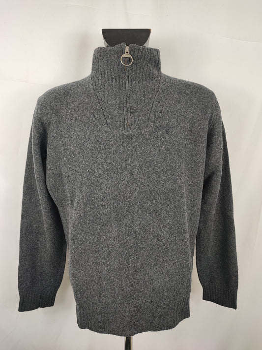 Maglione Barbour da uomo in lana grigio Large- Man Grey Wool Jumper Size Large