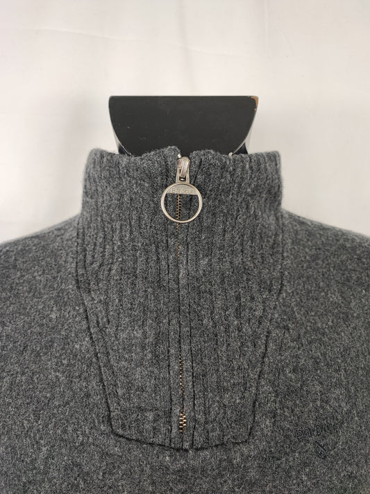 Maglione Barbour da uomo in lana grigio Large- Man Grey Wool Jumper Size Large