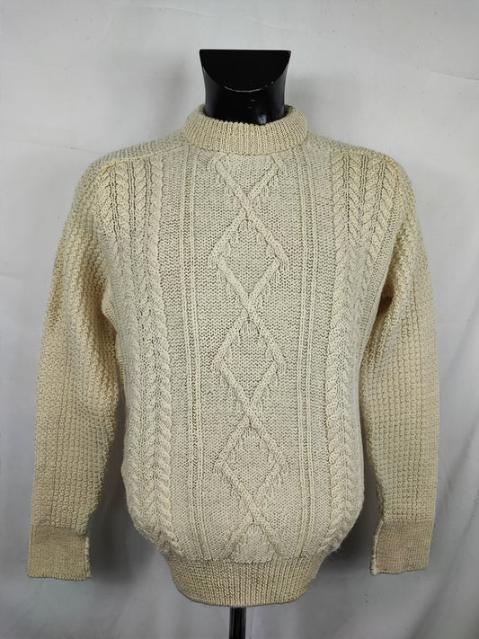 Maglione Barbour da uomo in lana panna C40 Medium- Man Cream Wool Jumper Size Medium