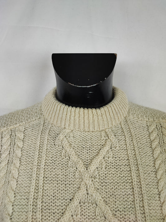 Maglione Barbour da uomo in lana panna C40 Medium- Man Cream Wool Jumper Size Medium