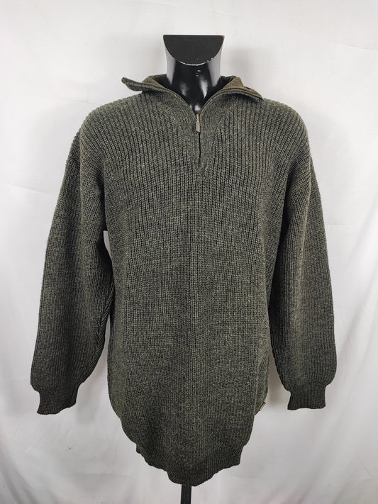 Maglione Barbour da uomo in lana verde scuro XXL- Man Green Wool Jumper Size XXLarge