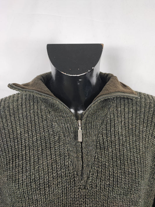 Maglione Barbour da uomo in lana verde scuro XXL- Man Green Wool Jumper Size XXLarge