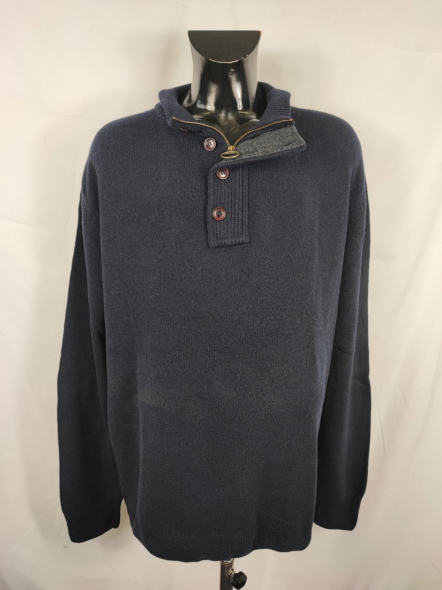 Maglione Barbour da uomo in lana blu XXL- Man Navy Wool Jumper Size XXLarge