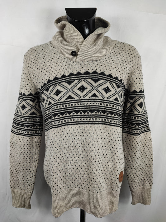 Maglione Barbour da uomo in lana beige Xlarge- Man Beige Wool Jumper Size Xlarge