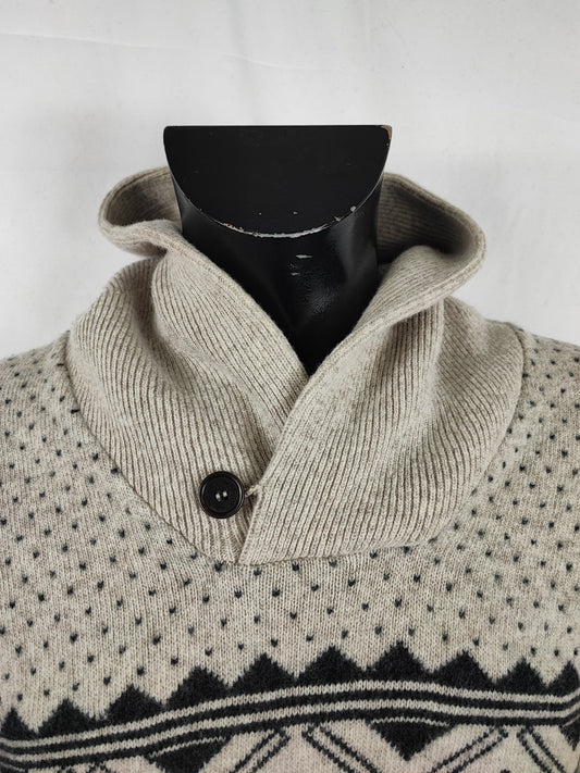 Maglione Barbour da uomo in lana beige Xlarge- Man Beige Wool Jumper Size Xlarge