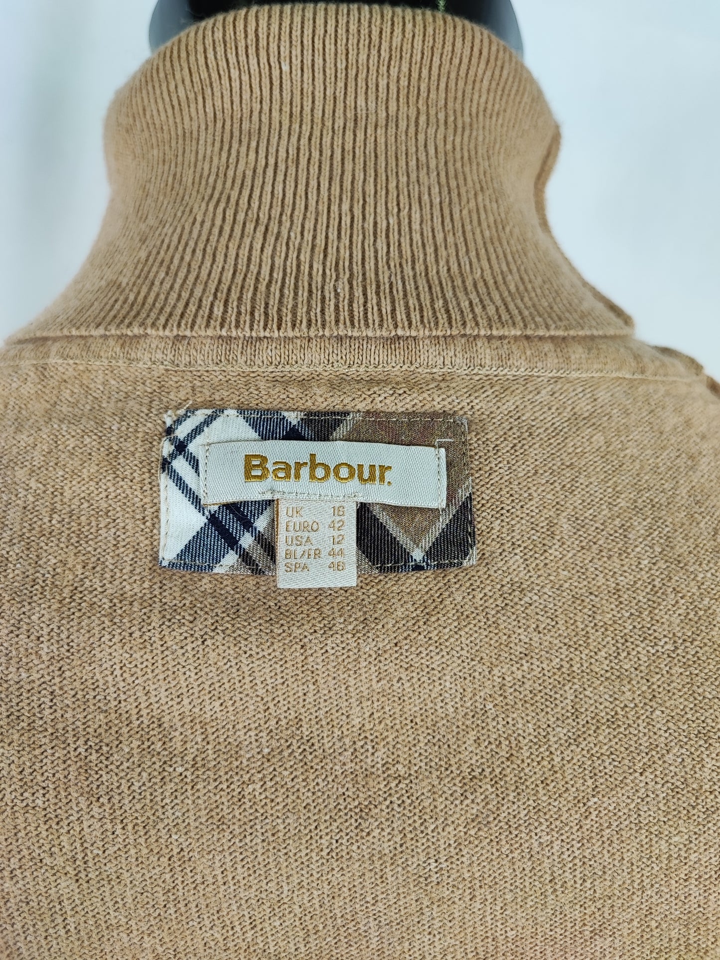Maglione Barbour da donna in lana beige tg.44/46 - Lady Beige Wool Jumper Size Uk16
