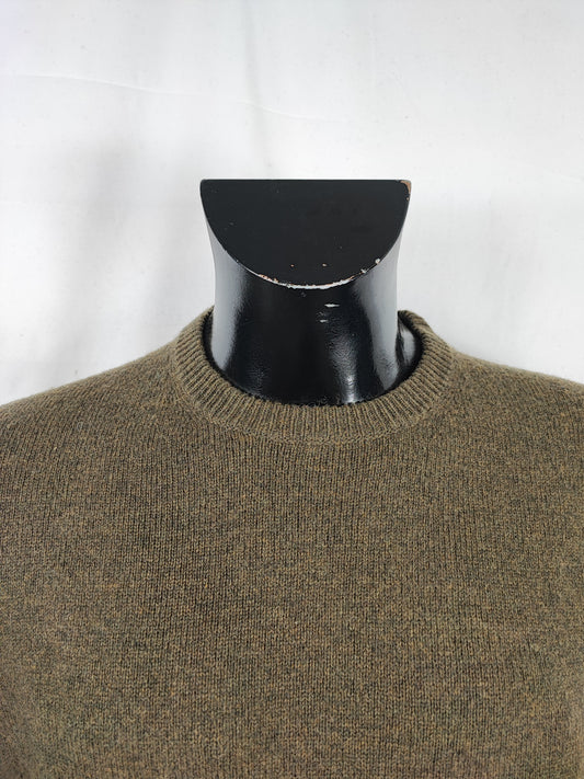 Maglione Barbour da uomo in lana verde Large -  Man Olive Wool Jumper Size Large