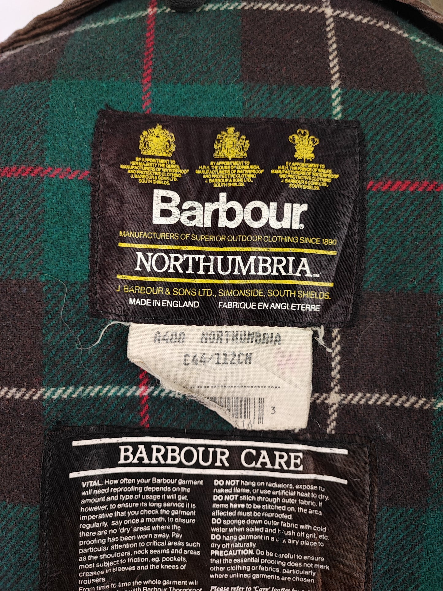 Giacca Barbour Northumbria vintage verde C44/112 cm-Man green Waxed Northumbria Jacket Large/XLarge