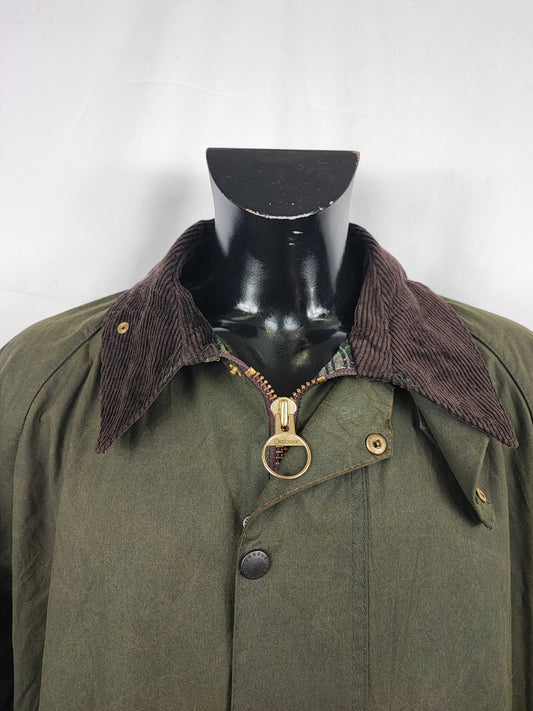 Barbour Giacca Beaufort vintage verde C50/127cm Man Green Wax Beaufort jacket size XXL