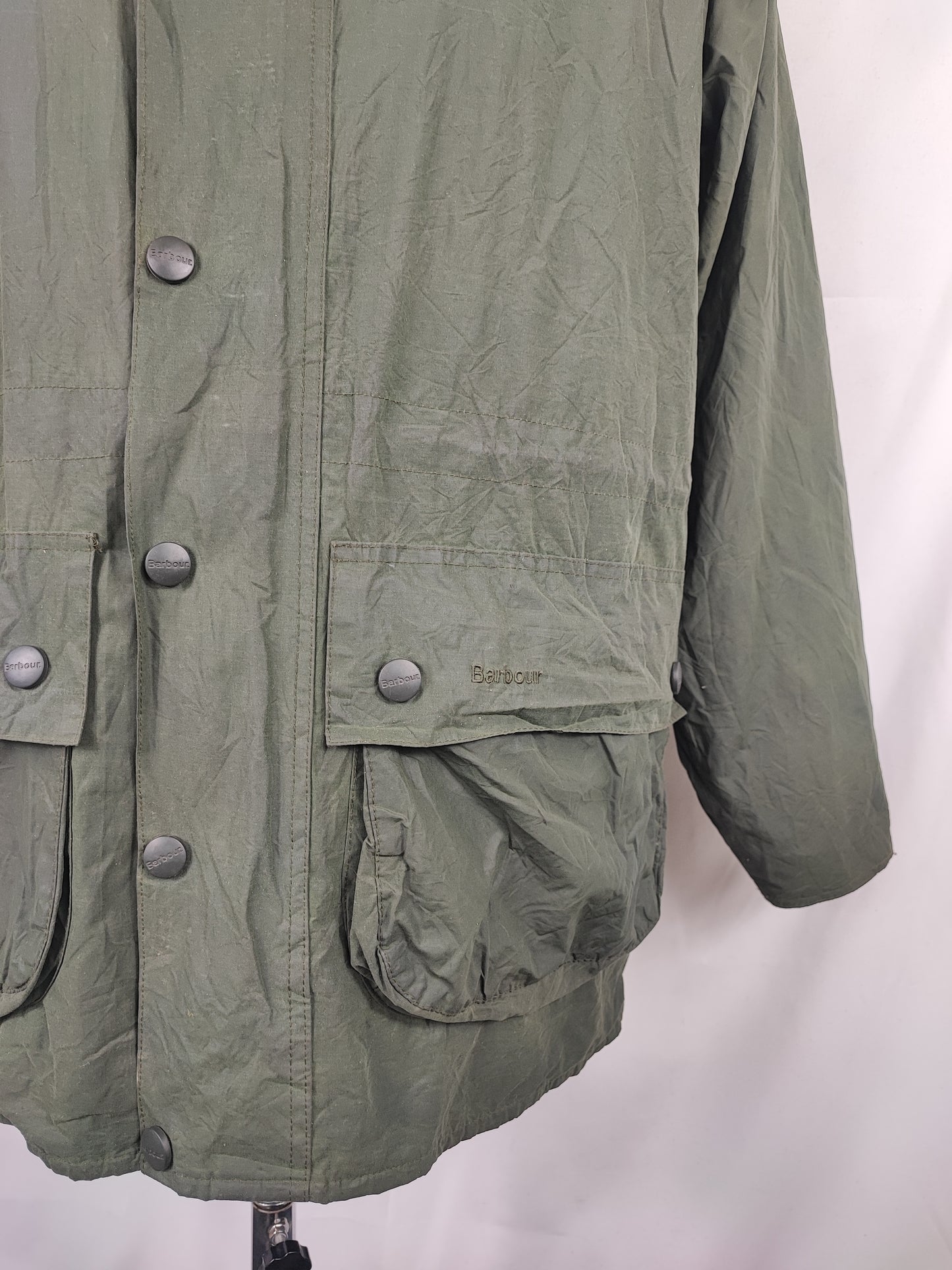 Giacca Barbour verde uomo impermeabile Durham Medium- Man Green Waterproof Durham Stowaway jacket size M