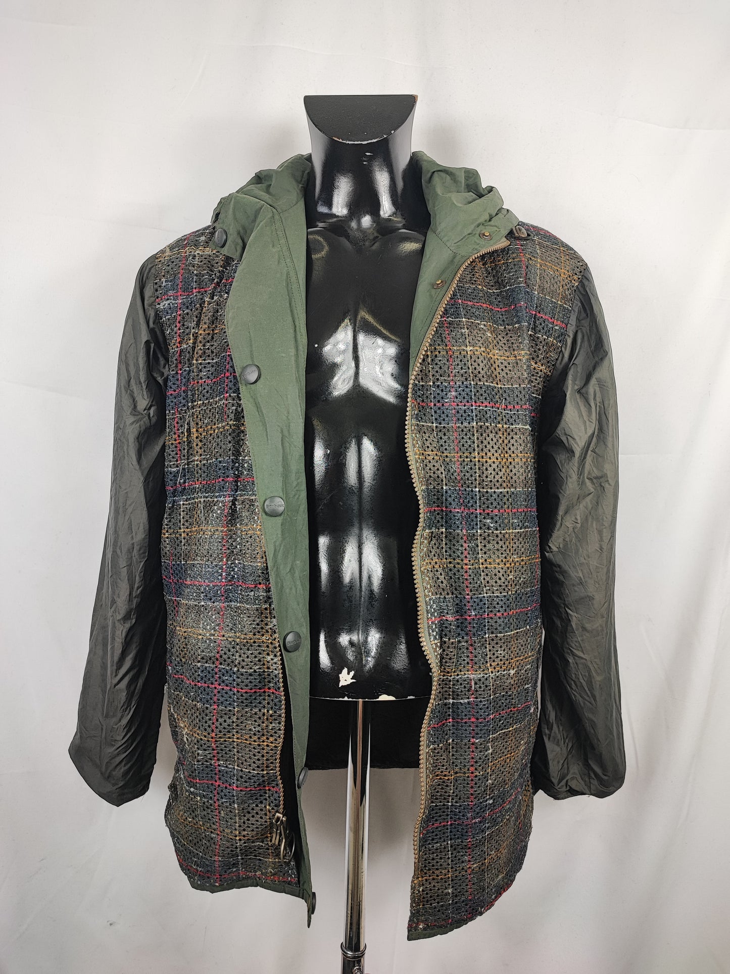 Giacca Barbour verde uomo impermeabile Durham Medium- Man Green Waterproof Durham Stowaway jacket size M