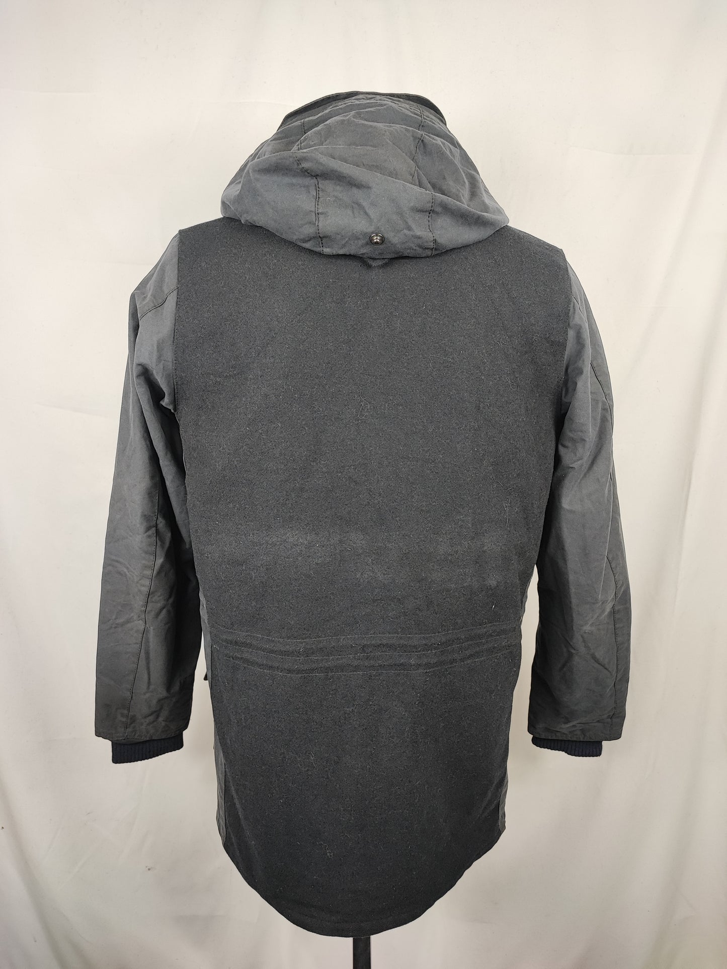Parka Barbour uomo Blu cerato Small- Navy Waddow wax jacket with hood Size Small