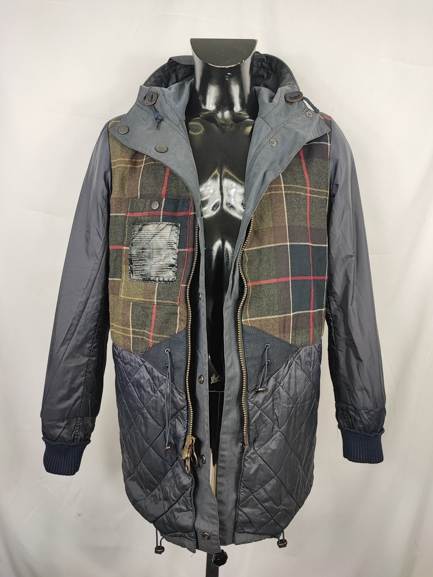 Parka Barbour uomo Blu cerato Small- Navy Waddow wax jacket with hood Size Small