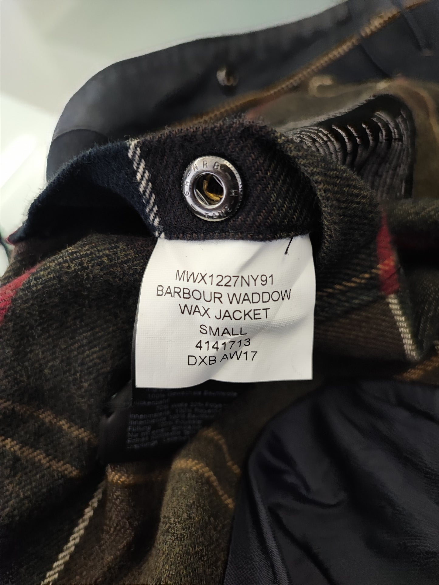 Parka Barbour uomo Blu cerato Small- Navy Waddow wax jacket with hood Size Small