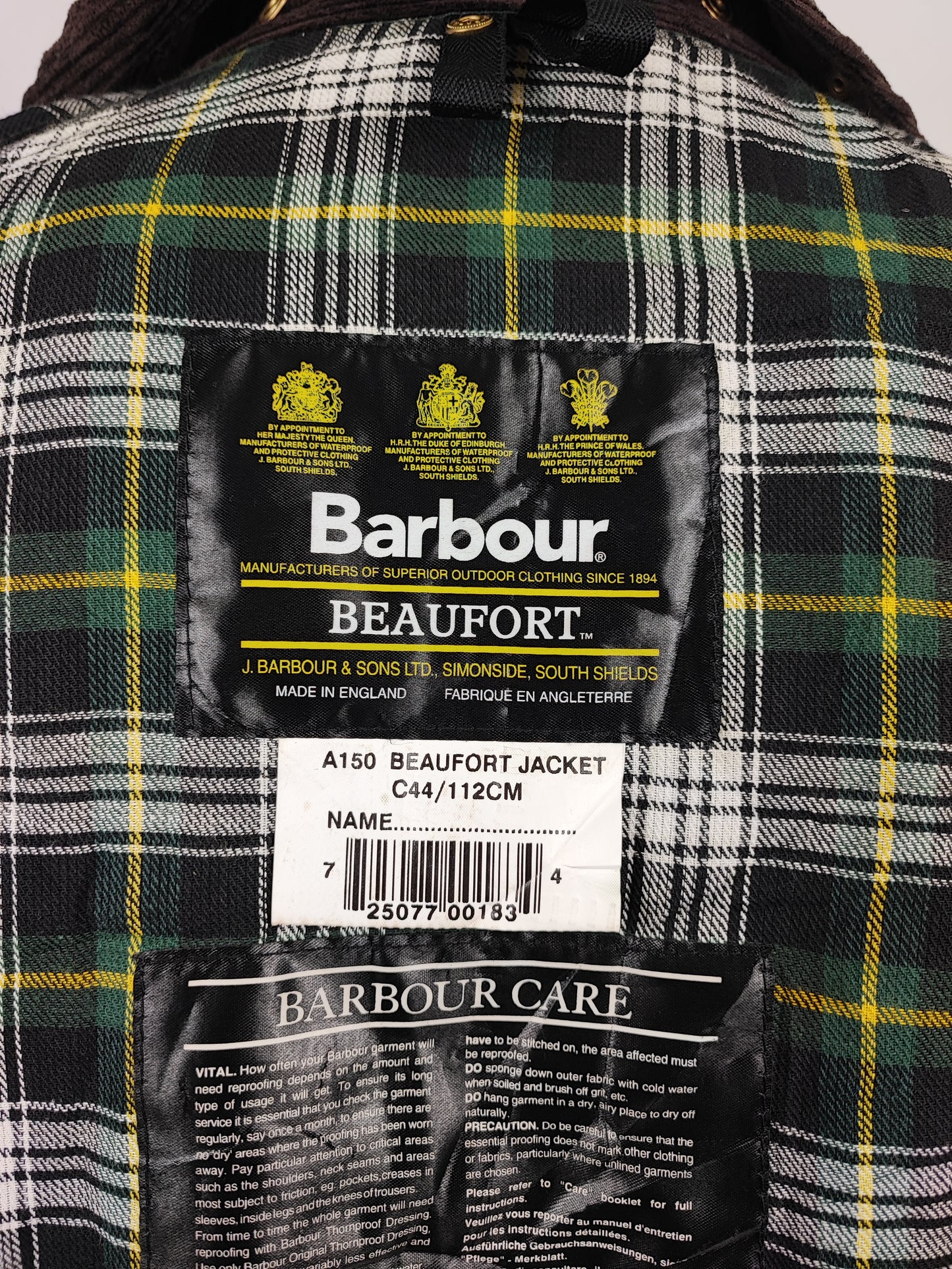 Barbour Giacca Beaufort vintage verde C44/112cm - Green Beaufort Waxed jacket size Large