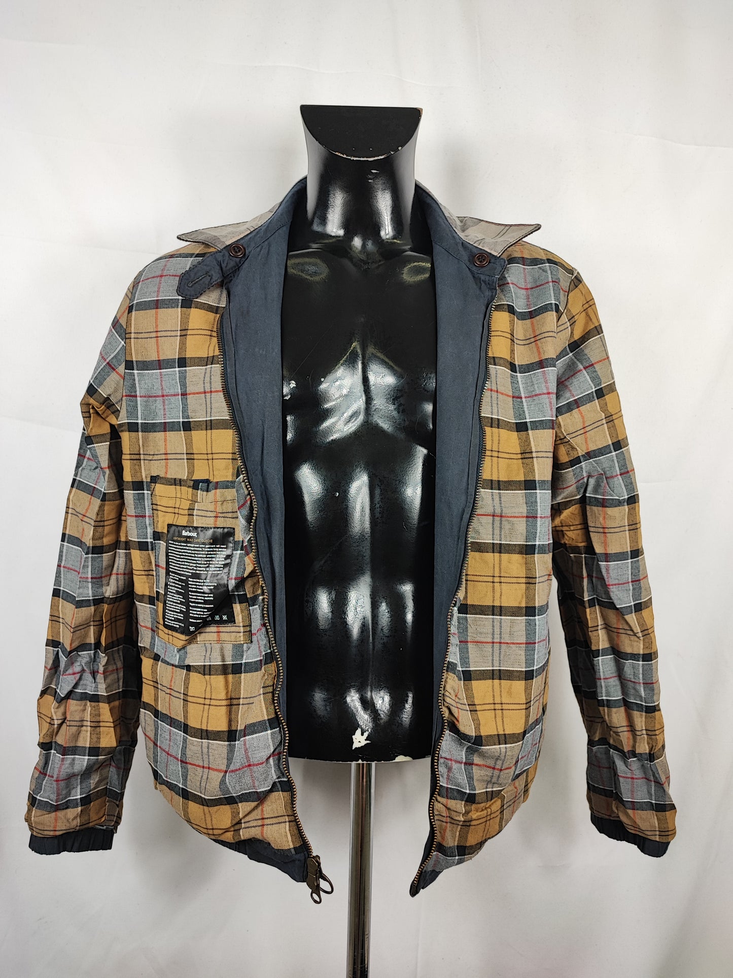 Giacca Barbour da uomo blu cerato Medium-Man Navy Short Wax jacket size M