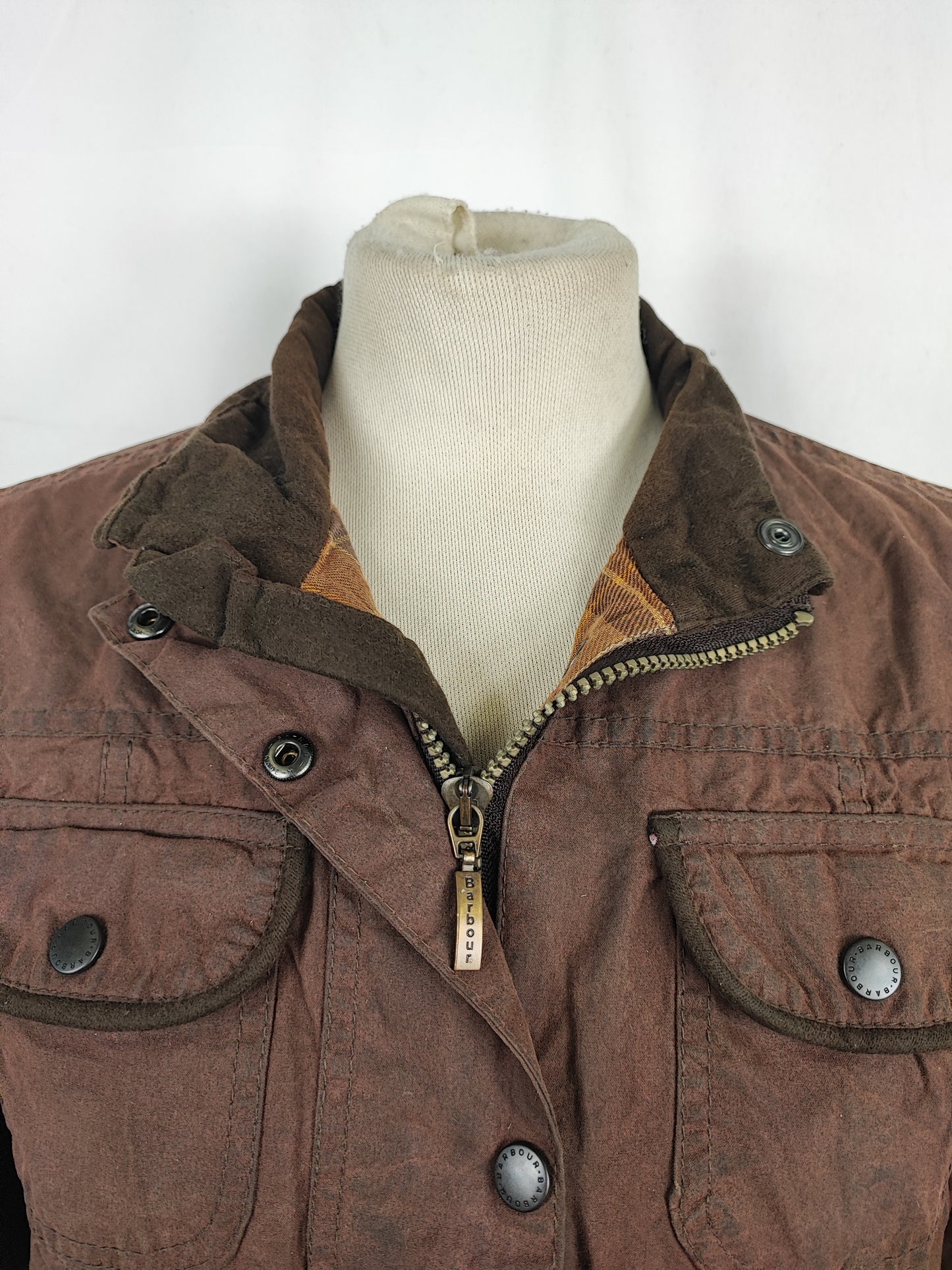 Barbour Giacca corta marrone donna Utility Medium 42 Lady Brown Utility wax Jacket uk12