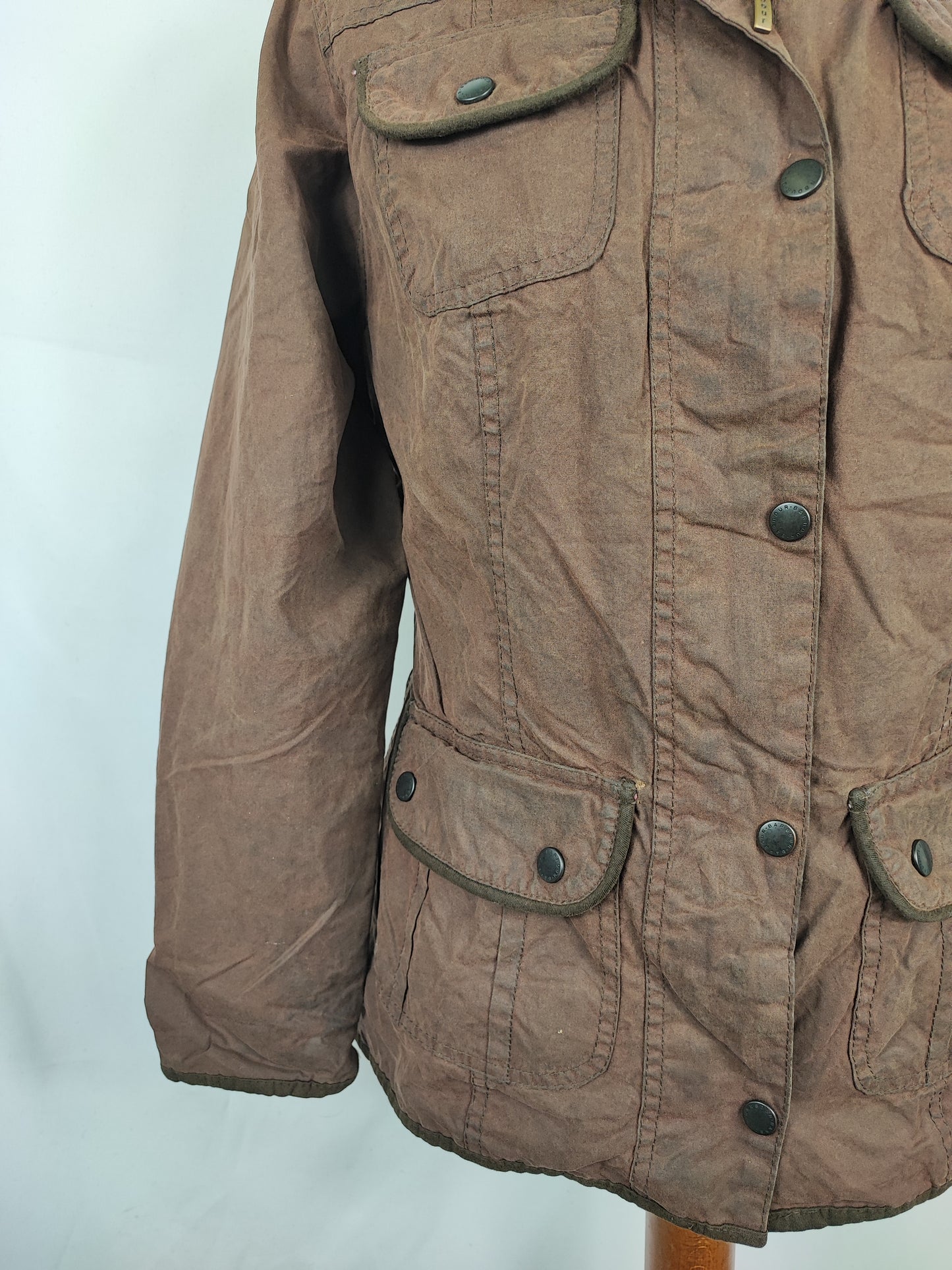Barbour Giacca corta marrone donna Utility Medium 42 Lady Brown Utility wax Jacket uk12