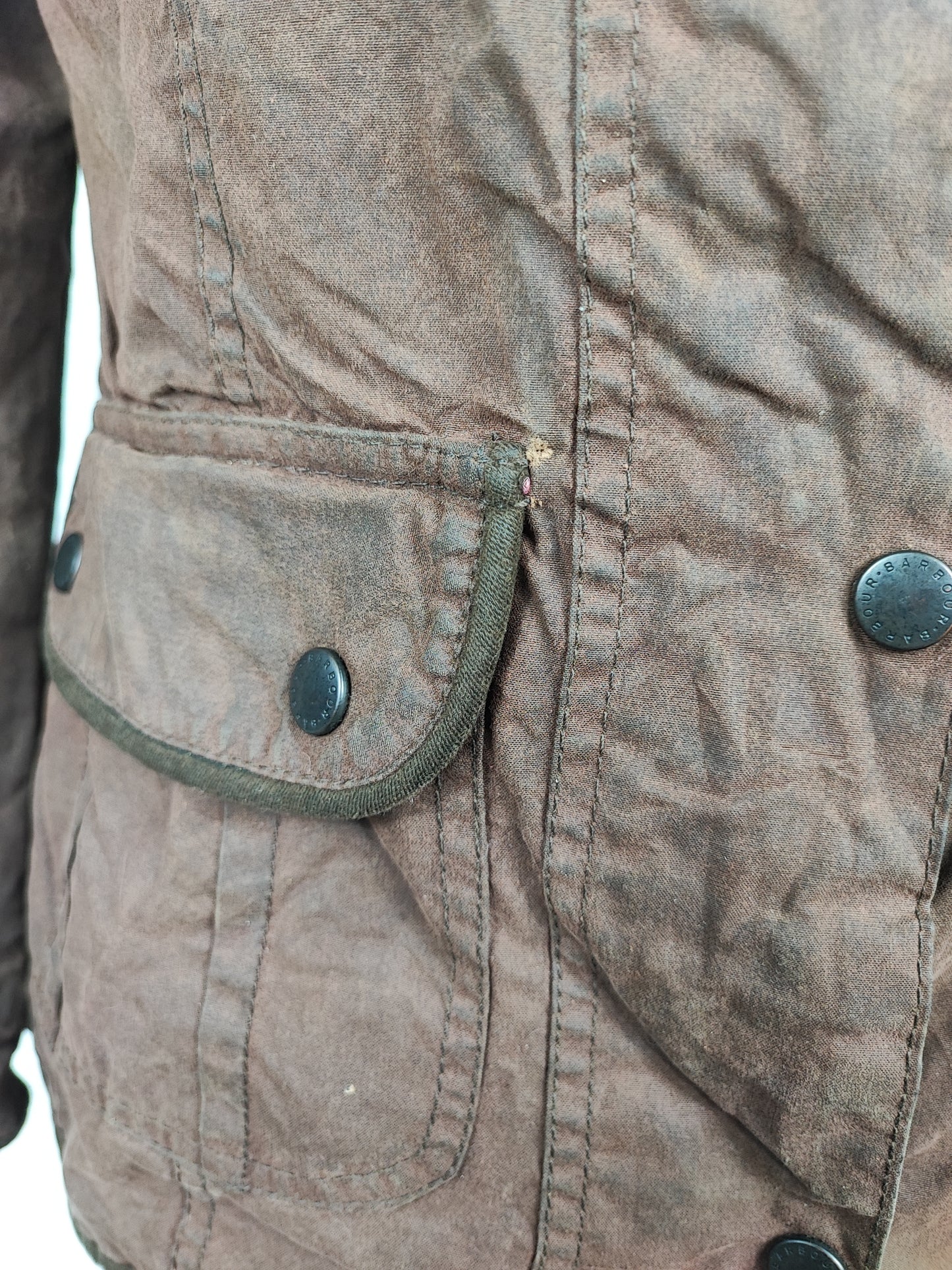 Barbour Giacca corta marrone donna Utility Medium 42 Lady Brown Utility wax Jacket uk12