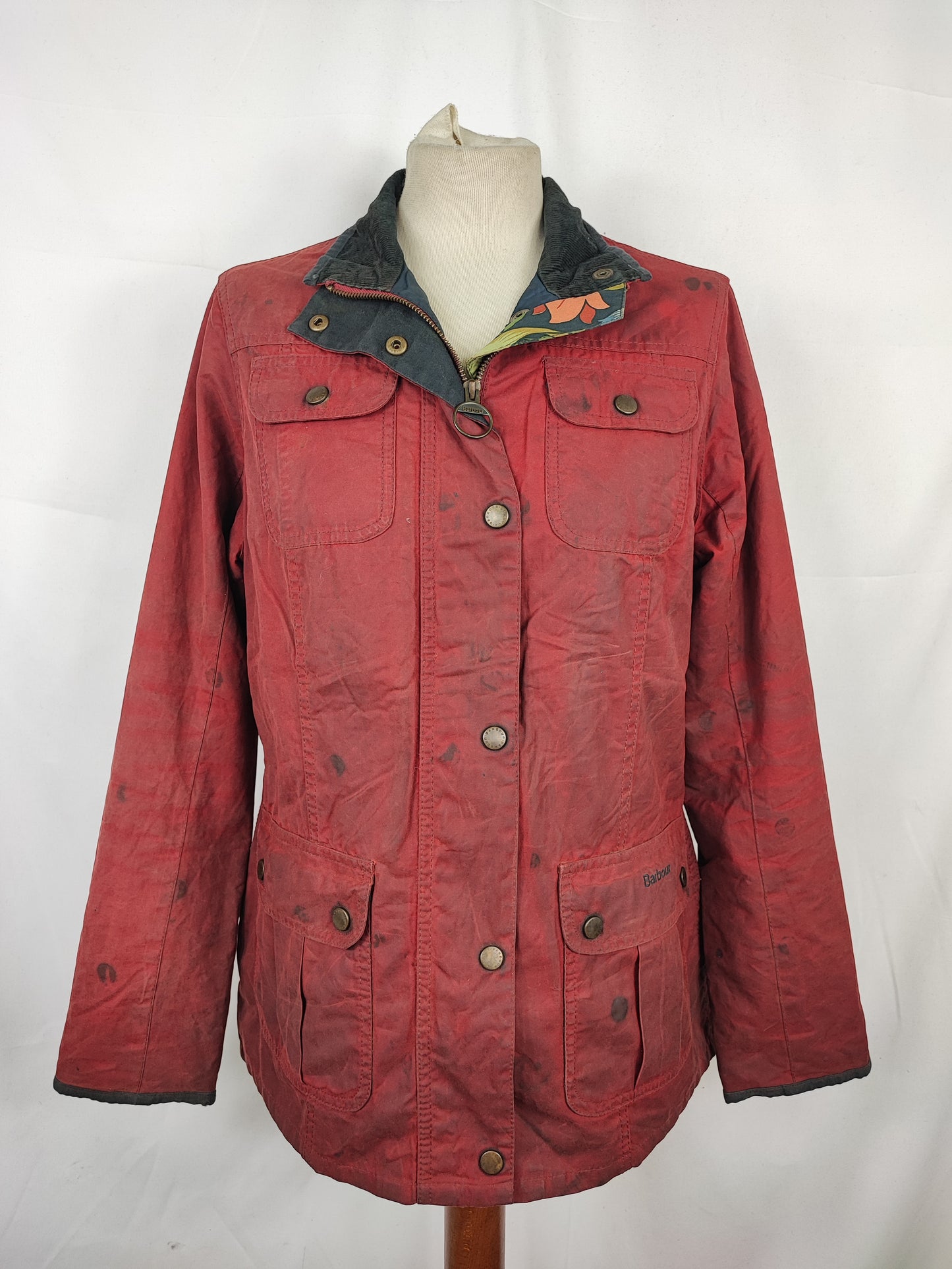 Barbour Giacca corta rossa donna Medium Tg. 44 Morris Red Wax Utility Jacket Size UK14 - Shop In London
