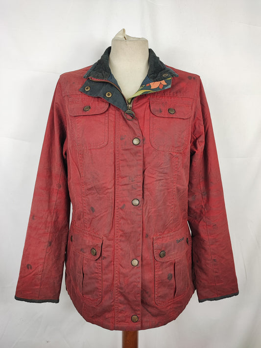 Barbour Giacca corta rossa donna Medium Tg. 44 Morris Red Wax Utility Jacket Size UK14