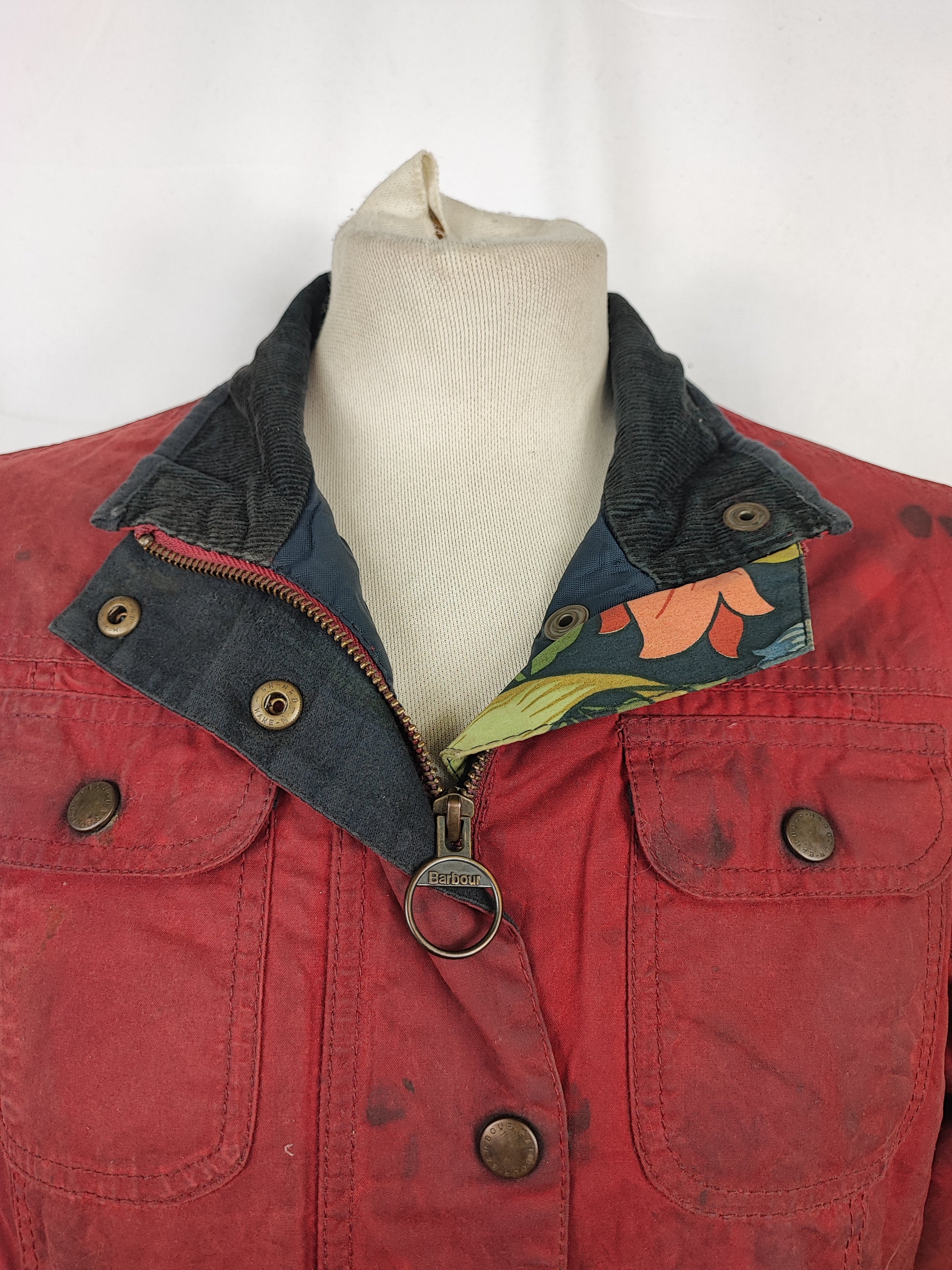 Barbour Giacca corta rossa donna Medium Tg. 44 Morris Red Wax Utility Jacket Size UK14 - Shop In London