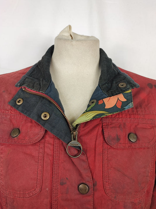 Barbour Giacca corta rossa donna Medium Tg. 44 Morris Red Wax Utility Jacket Size UK14