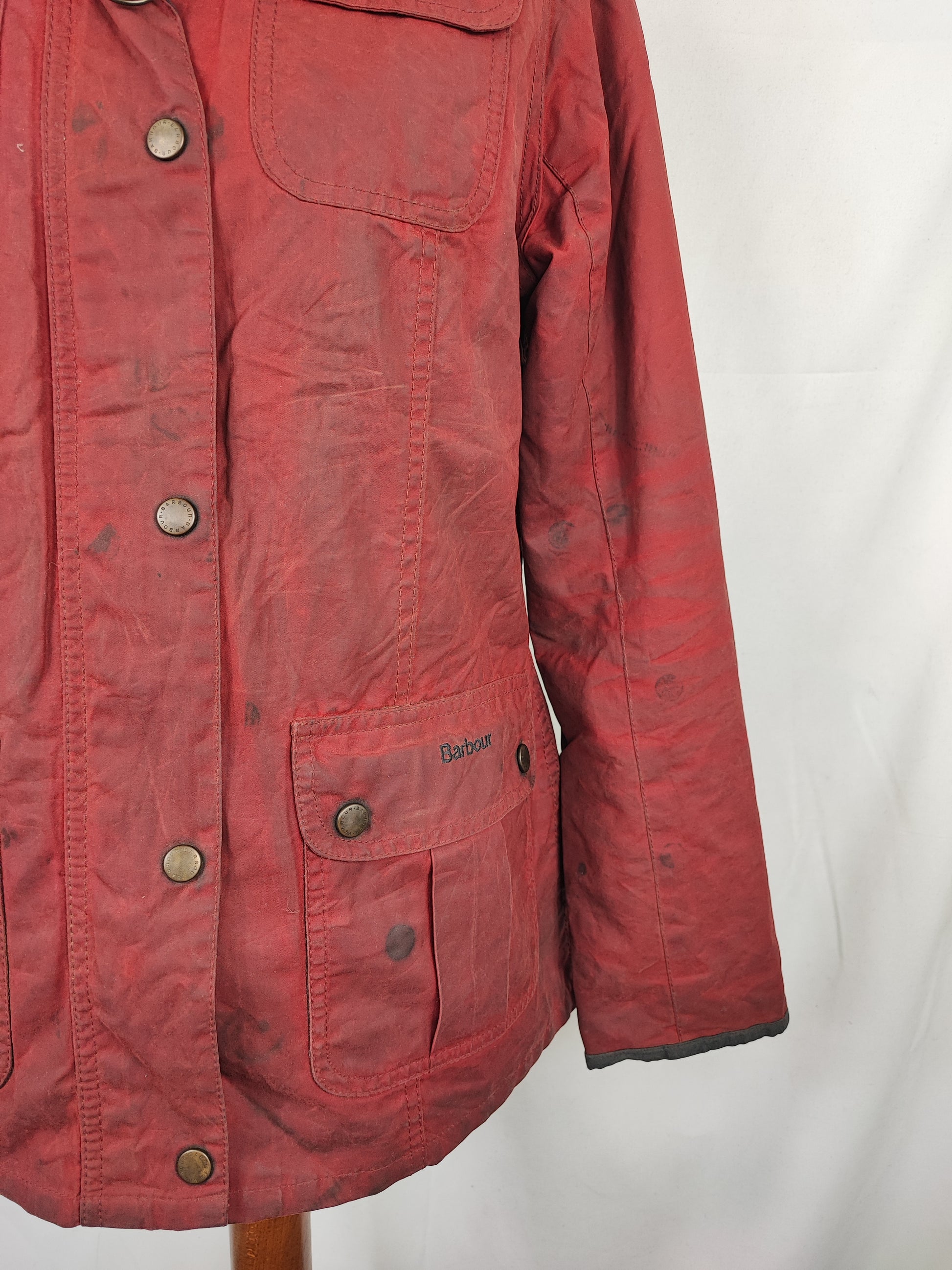 Barbour Giacca corta rossa donna Medium Tg. 44 Morris Red Wax Utility Jacket Size UK14 - Shop In London