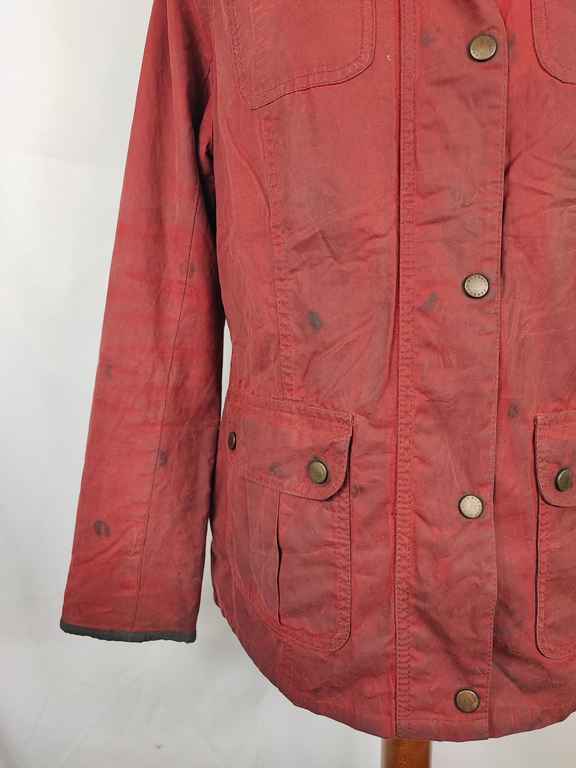 Barbour Giacca corta rossa donna Medium Tg. 44 Morris Red Wax Utility Jacket Size UK14 - Shop In London