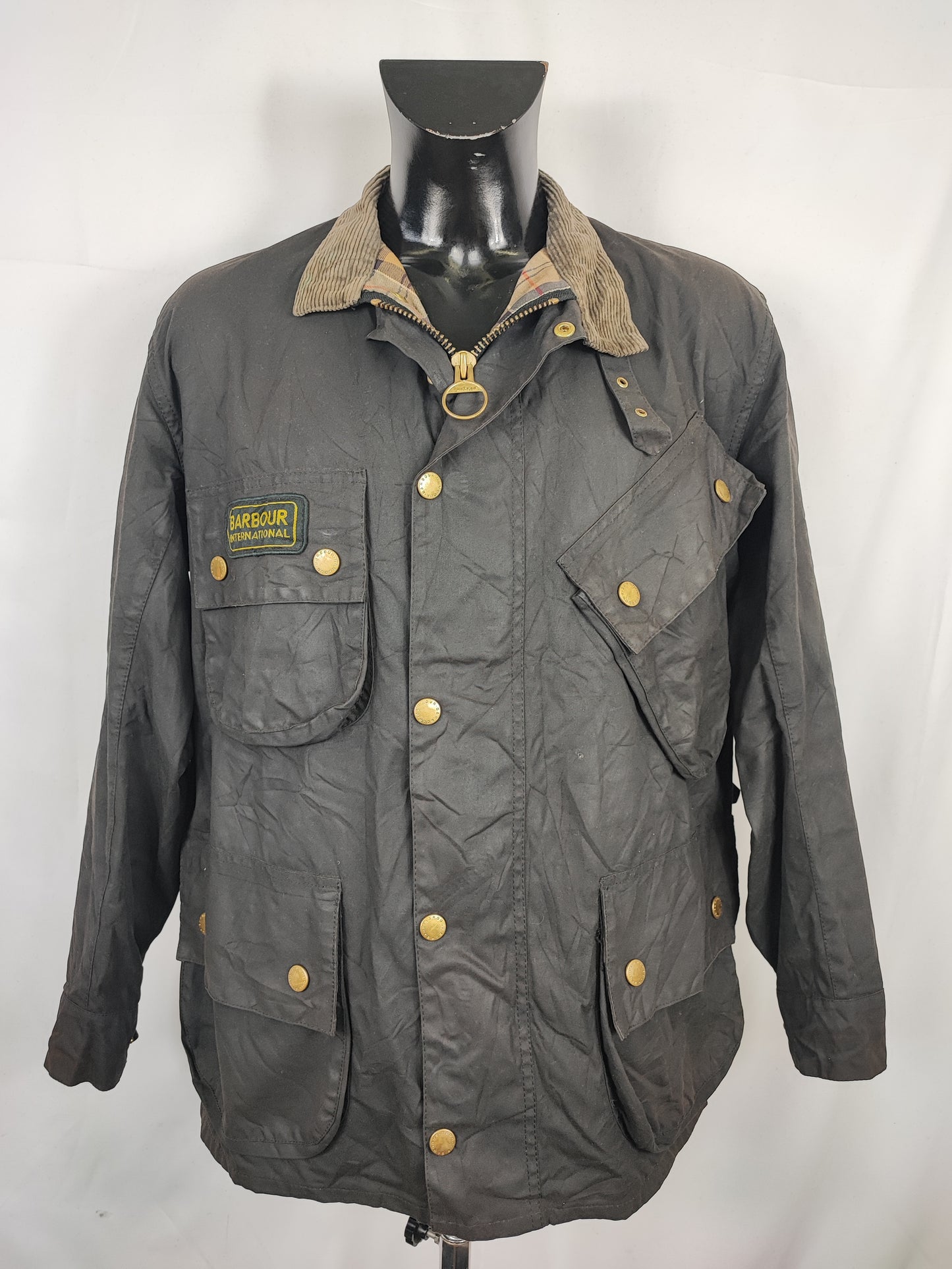 Barbour International nero uomo Large C42/107cm - Black Wax International Jacket C42 Size L
