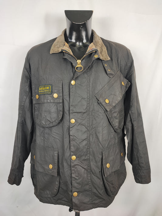 Barbour International nero uomo Large C42/107cm - Black Wax International Jacket C42 Size L
