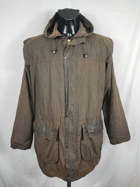 Barbour Durham colore verde con cappuccio C42/107 cm Olive Hooded waxed Durham Size Large