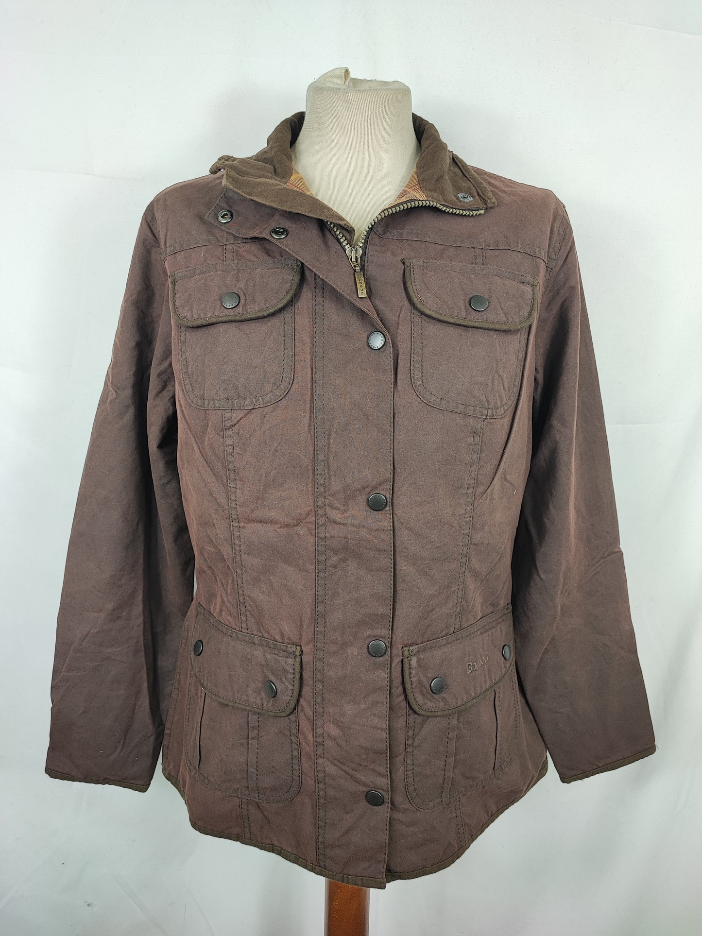 Barbour Giacca corta marrone donna Utility Medium 42 Lady Brown Utility wax Jacket uk12