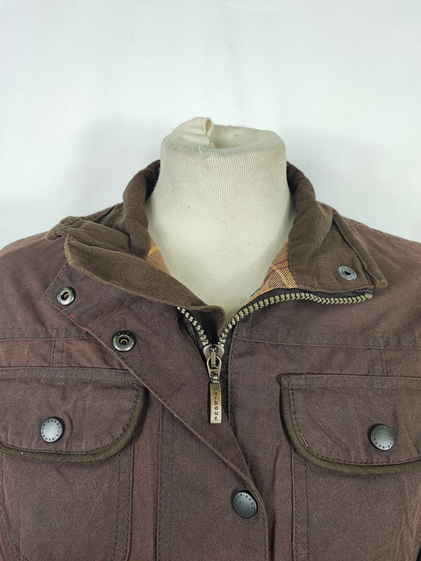 Barbour Giacca corta marrone donna Utility Medium 42 Lady Brown Utility wax Jacket uk12