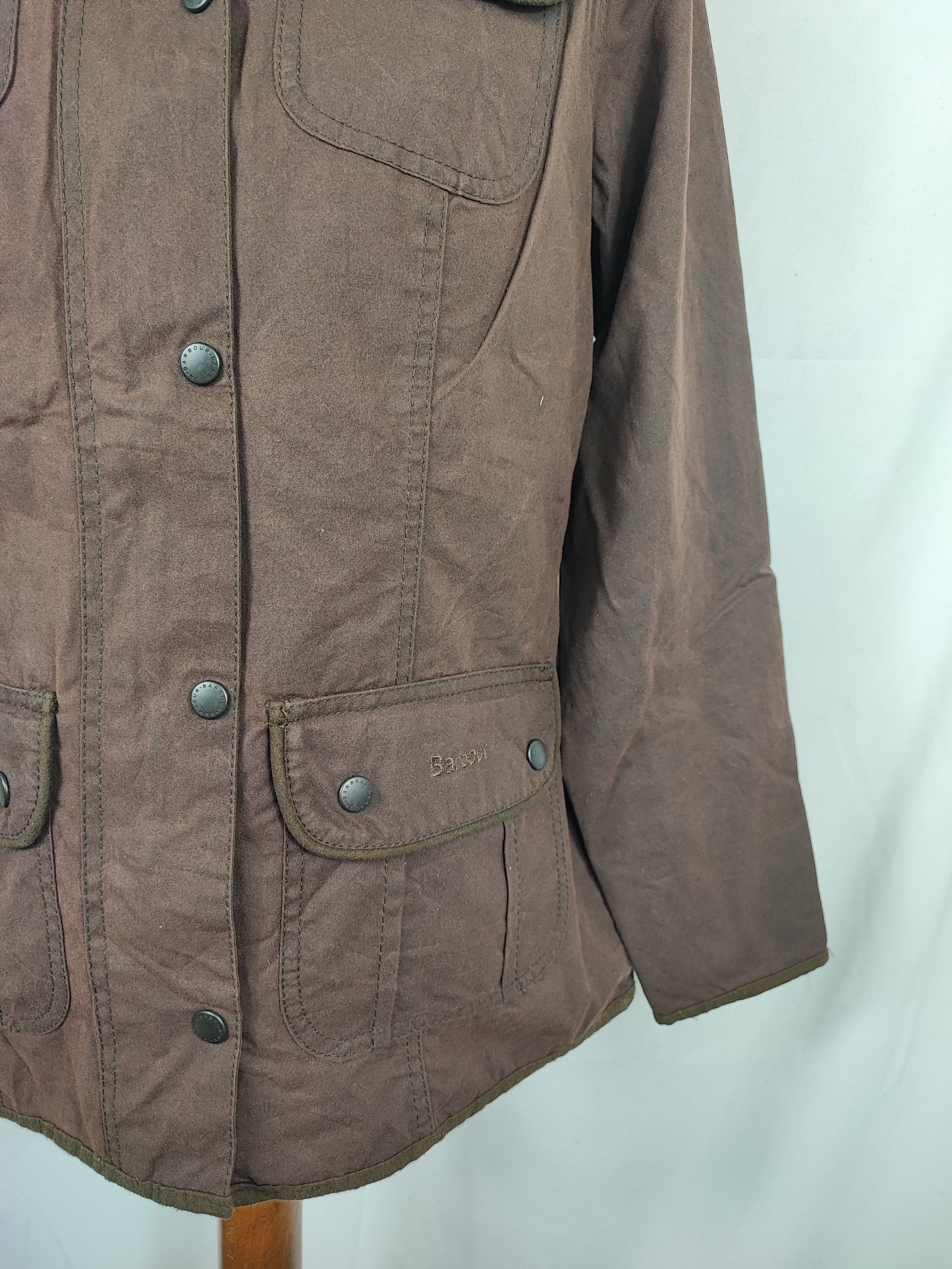 Barbour Giacca corta marrone donna Utility Medium 42 Lady Brown Utility wax Jacket uk12